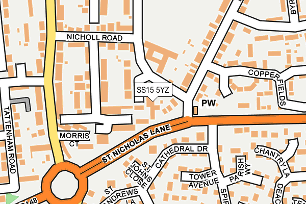 SS15 5YZ map - OS OpenMap – Local (Ordnance Survey) SS15 5YZ map - OS OpenMap – Local (Ordnance Survey)