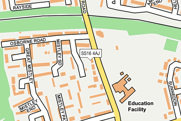 SS16 4AJ map - OS OpenMap – Local (Ordnance Survey) SS16 4AJ map - OS OpenMap – Local (Ordnance Survey)