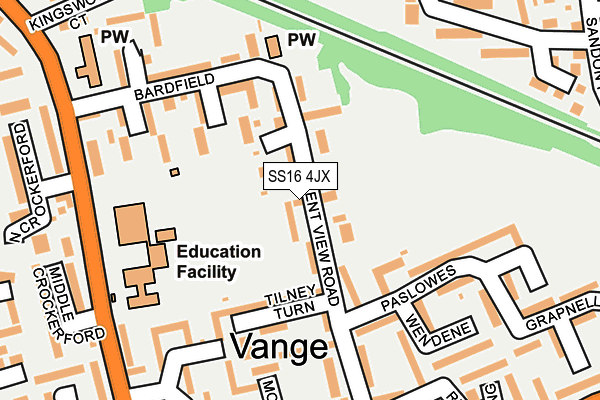 SS16 4JX map - OS OpenMap – Local (Ordnance Survey) SS16 4JX map - OS OpenMap – Local (Ordnance Survey)