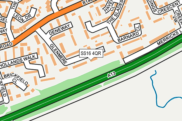 SS16 4QR map - OS OpenMap – Local (Ordnance Survey) SS16 4QR map - OS OpenMap – Local (Ordnance Survey)