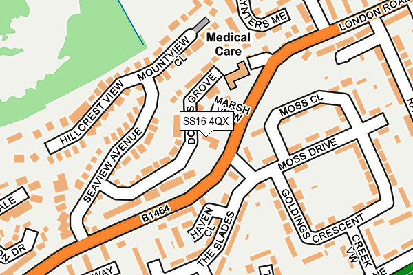 SS16 4QX map - OS OpenMap – Local (Ordnance Survey) SS16 4QX map - OS OpenMap – Local (Ordnance Survey)