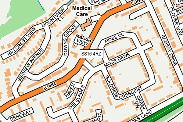 SS16 4RZ map - OS OpenMap – Local (Ordnance Survey) SS16 4RZ map - OS OpenMap – Local (Ordnance Survey)