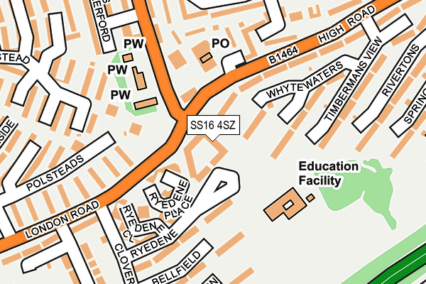 SS16 4SZ map - OS OpenMap – Local (Ordnance Survey) SS16 4SZ map - OS OpenMap – Local (Ordnance Survey)