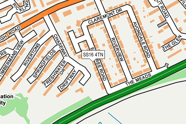 SS16 4TN map - OS OpenMap – Local (Ordnance Survey) SS16 4TN map - OS OpenMap – Local (Ordnance Survey)