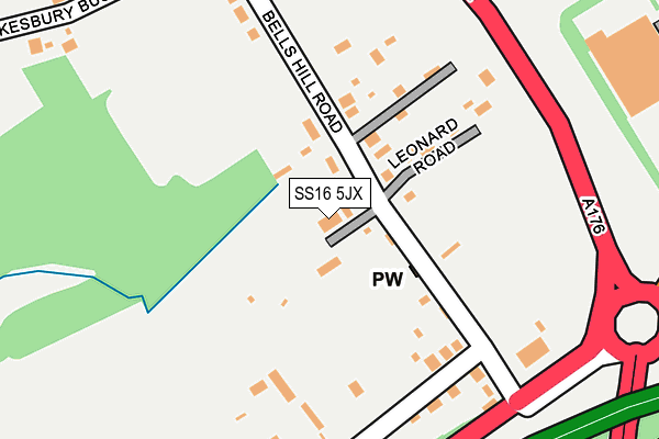SS16 5JX map - OS OpenMap – Local (Ordnance Survey) SS16 5JX map - OS OpenMap – Local (Ordnance Survey)
