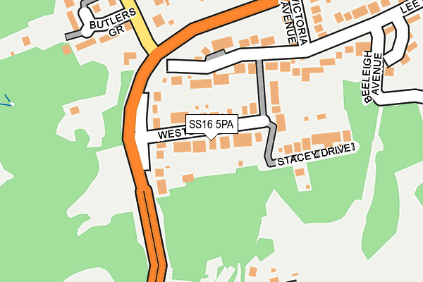 SS16 5PA map - OS OpenMap – Local (Ordnance Survey) SS16 5PA map - OS OpenMap – Local (Ordnance Survey)