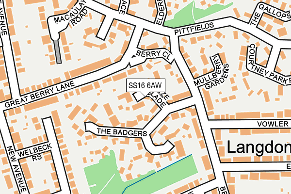 SS16 6AW map - OS OpenMap – Local (Ordnance Survey) SS16 6AW map - OS OpenMap – Local (Ordnance Survey)