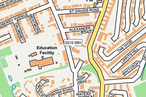 SS16 6BH map - OS OpenMap – Local (Ordnance Survey) SS16 6BH map - OS OpenMap – Local (Ordnance Survey)