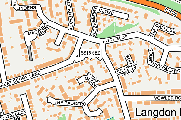 SS16 6BZ map - OS OpenMap – Local (Ordnance Survey) SS16 6BZ map - OS OpenMap – Local (Ordnance Survey)