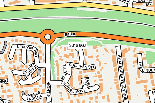 SS16 6GJ map - OS OpenMap – Local (Ordnance Survey) SS16 6GJ map - OS OpenMap – Local (Ordnance Survey)