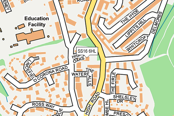 SS16 6HL map - OS OpenMap – Local (Ordnance Survey) SS16 6HL map - OS OpenMap – Local (Ordnance Survey)