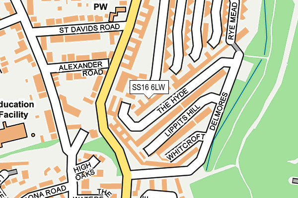 SS16 6LW map - OS OpenMap – Local (Ordnance Survey) SS16 6LW map - OS OpenMap – Local (Ordnance Survey)