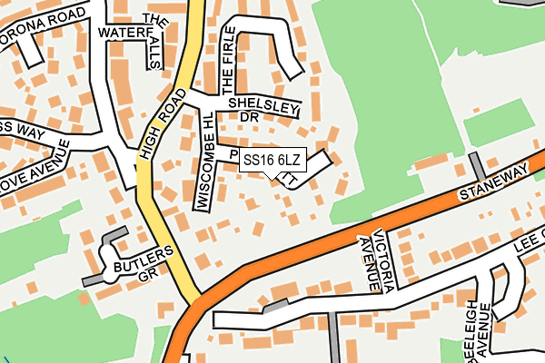 SS16 6LZ map - OS OpenMap – Local (Ordnance Survey) SS16 6LZ map - OS OpenMap – Local (Ordnance Survey)