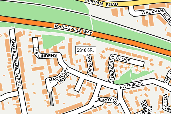 SS16 6RJ map - OS OpenMap – Local (Ordnance Survey) SS16 6RJ map - OS OpenMap – Local (Ordnance Survey)