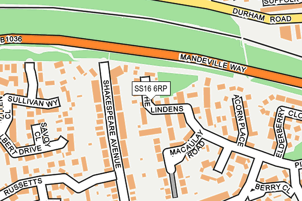 SS16 6RP map - OS OpenMap – Local (Ordnance Survey) SS16 6RP map - OS OpenMap – Local (Ordnance Survey)