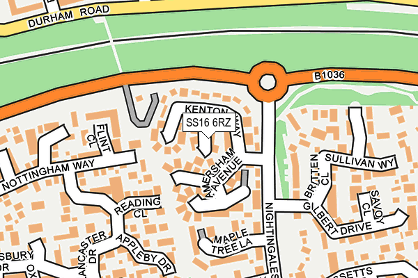 SS16 6RZ map - OS OpenMap – Local (Ordnance Survey) SS16 6RZ map - OS OpenMap – Local (Ordnance Survey)