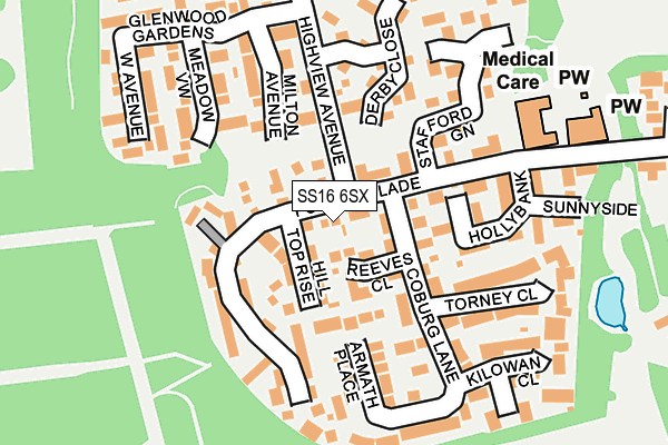 SS16 6SX map - OS OpenMap – Local (Ordnance Survey) SS16 6SX map - OS OpenMap – Local (Ordnance Survey)
