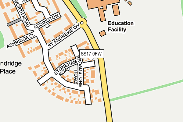 SS17 0FW map - OS OpenMap – Local (Ordnance Survey) SS17 0FW map - OS OpenMap – Local (Ordnance Survey)