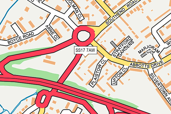SS17 7AW map - OS OpenMap – Local (Ordnance Survey) SS17 7AW map - OS OpenMap – Local (Ordnance Survey)