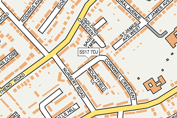 SS17 7DJ map - OS OpenMap – Local (Ordnance Survey) SS17 7DJ map - OS OpenMap – Local (Ordnance Survey)