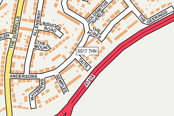 SS17 7HN map - OS OpenMap – Local (Ordnance Survey) SS17 7HN map - OS OpenMap – Local (Ordnance Survey)