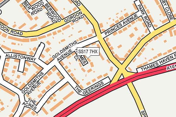SS17 7HX map - OS OpenMap – Local (Ordnance Survey) SS17 7HX map - OS OpenMap – Local (Ordnance Survey)