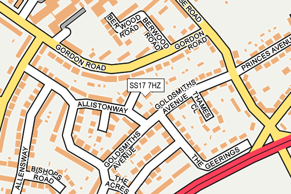 SS17 7HZ map - OS OpenMap – Local (Ordnance Survey) SS17 7HZ map - OS OpenMap – Local (Ordnance Survey)