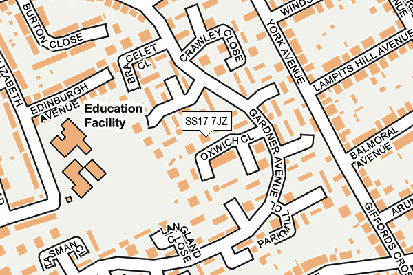 SS17 7JZ map - OS OpenMap – Local (Ordnance Survey) SS17 7JZ map - OS OpenMap – Local (Ordnance Survey)