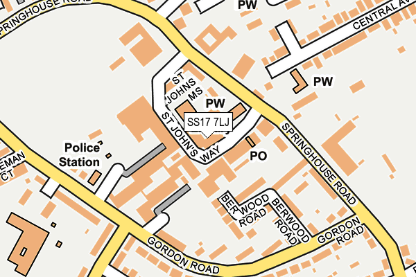 SS17 7LJ map - OS OpenMap – Local (Ordnance Survey) SS17 7LJ map - OS OpenMap – Local (Ordnance Survey)