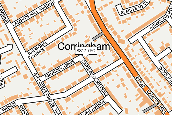 SS17 7PQ map - OS OpenMap – Local (Ordnance Survey) SS17 7PQ map - OS OpenMap – Local (Ordnance Survey)