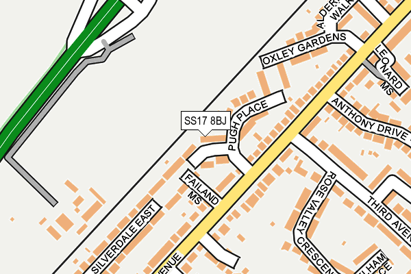 SS17 8BJ map - OS OpenMap – Local (Ordnance Survey) SS17 8BJ map - OS OpenMap – Local (Ordnance Survey)