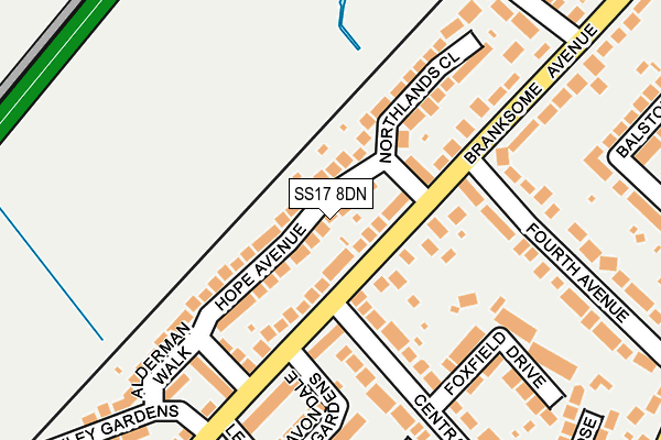 SS17 8DN map - OS OpenMap – Local (Ordnance Survey) SS17 8DN map - OS OpenMap – Local (Ordnance Survey)