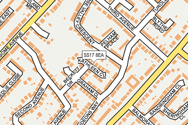 SS17 8EA map - OS OpenMap – Local (Ordnance Survey) SS17 8EA map - OS OpenMap – Local (Ordnance Survey)