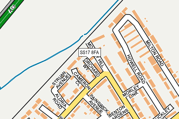SS17 8FA map - OS OpenMap – Local (Ordnance Survey) SS17 8FA map - OS OpenMap – Local (Ordnance Survey)
