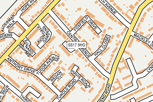 SS17 8HG map - OS OpenMap – Local (Ordnance Survey) SS17 8HG map - OS OpenMap – Local (Ordnance Survey)
