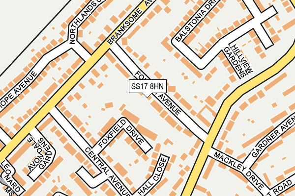 SS17 8HN map - OS OpenMap – Local (Ordnance Survey) SS17 8HN map - OS OpenMap – Local (Ordnance Survey)