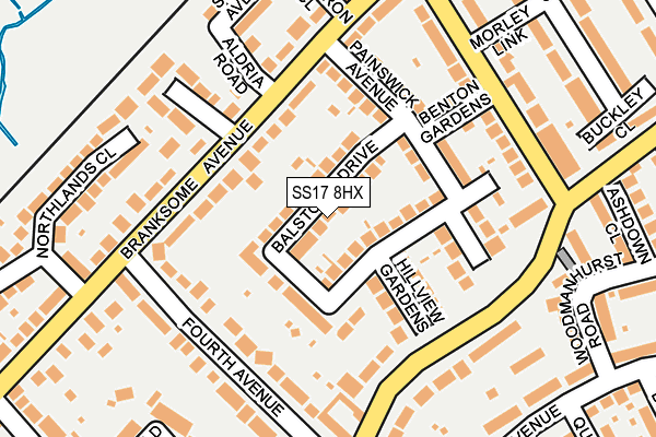 SS17 8HX map - OS OpenMap – Local (Ordnance Survey) SS17 8HX map - OS OpenMap – Local (Ordnance Survey)
