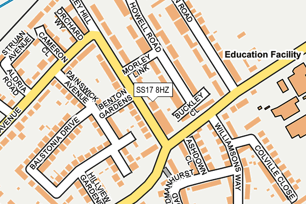 SS17 8HZ map - OS OpenMap – Local (Ordnance Survey) SS17 8HZ map - OS OpenMap – Local (Ordnance Survey)