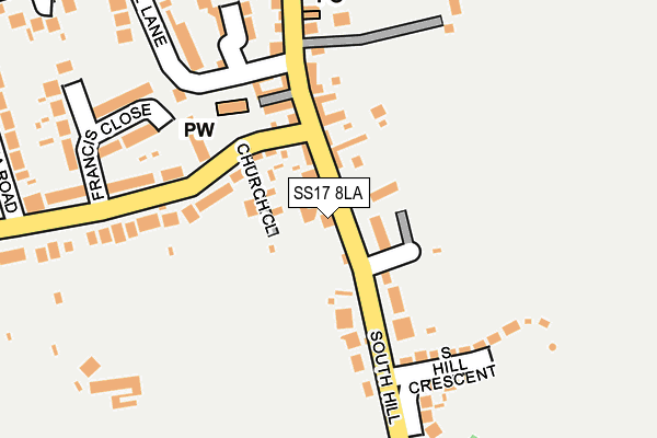 SS17 8LA map - OS OpenMap – Local (Ordnance Survey) SS17 8LA map - OS OpenMap – Local (Ordnance Survey)