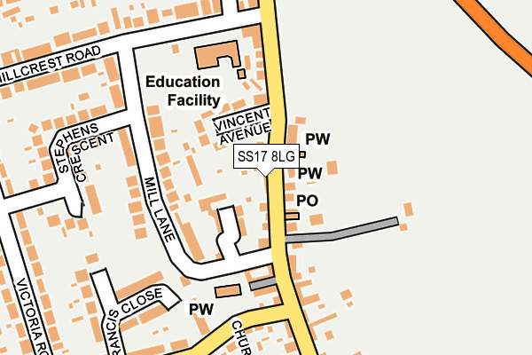 SS17 8LG map - OS OpenMap – Local (Ordnance Survey) SS17 8LG map - OS OpenMap – Local (Ordnance Survey)