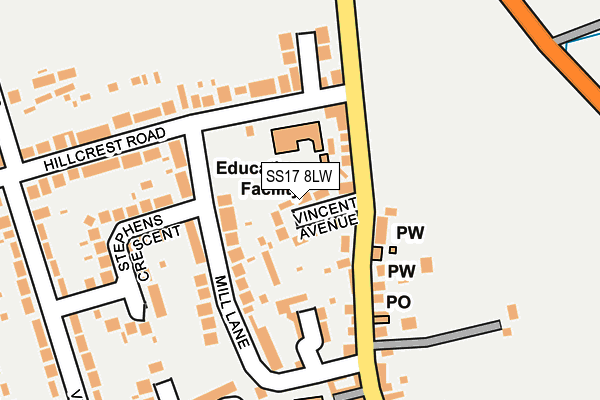 SS17 8LW map - OS OpenMap – Local (Ordnance Survey) SS17 8LW map - OS OpenMap – Local (Ordnance Survey)