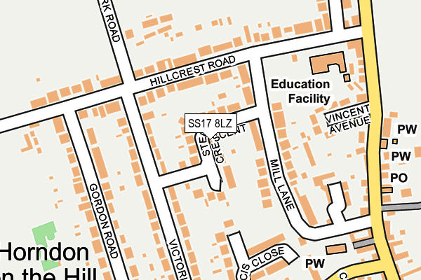 SS17 8LZ map - OS OpenMap – Local (Ordnance Survey) SS17 8LZ map - OS OpenMap – Local (Ordnance Survey)