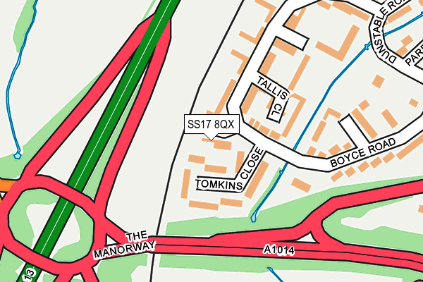 SS17 8QX map - OS OpenMap – Local (Ordnance Survey) SS17 8QX map - OS OpenMap – Local (Ordnance Survey)