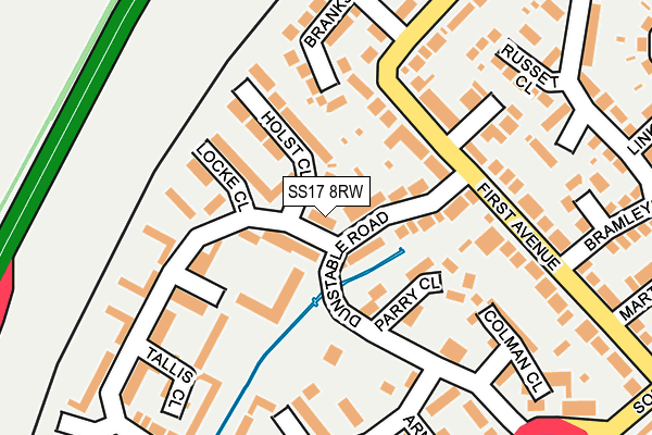SS17 8RW map - OS OpenMap – Local (Ordnance Survey) SS17 8RW map - OS OpenMap – Local (Ordnance Survey)
