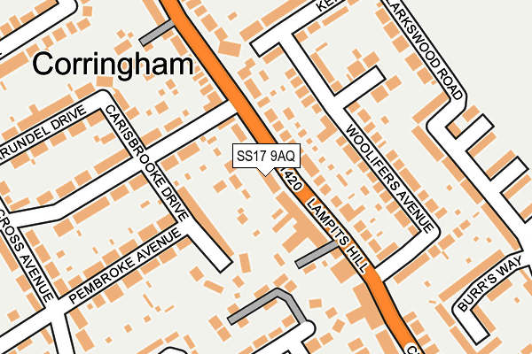 SS17 9AQ map - OS OpenMap – Local (Ordnance Survey) SS17 9AQ map - OS OpenMap – Local (Ordnance Survey)