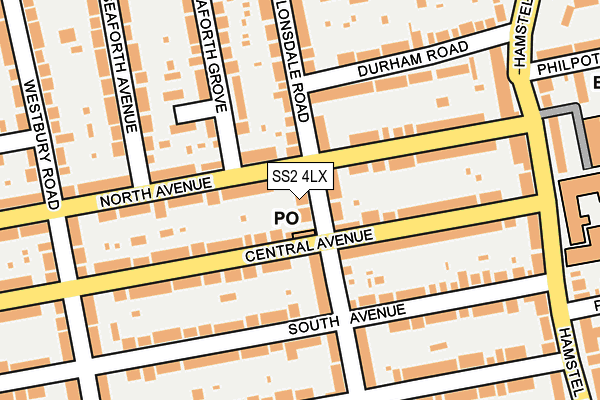 SS2 4LX map - OS OpenMap – Local (Ordnance Survey) SS2 4LX map - OS OpenMap – Local (Ordnance Survey)