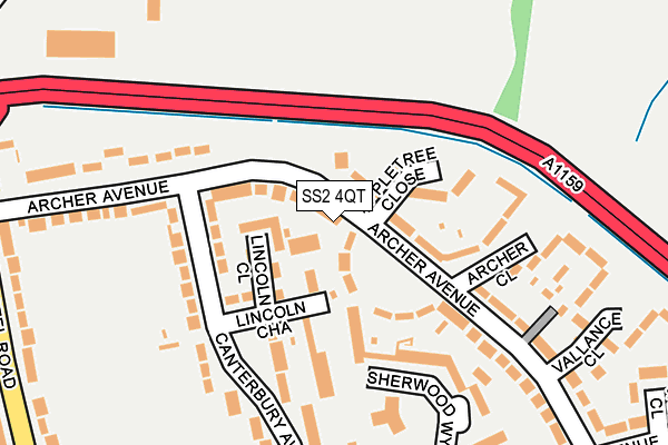 SS2 4QT map - OS OpenMap – Local (Ordnance Survey) SS2 4QT map - OS OpenMap – Local (Ordnance Survey)