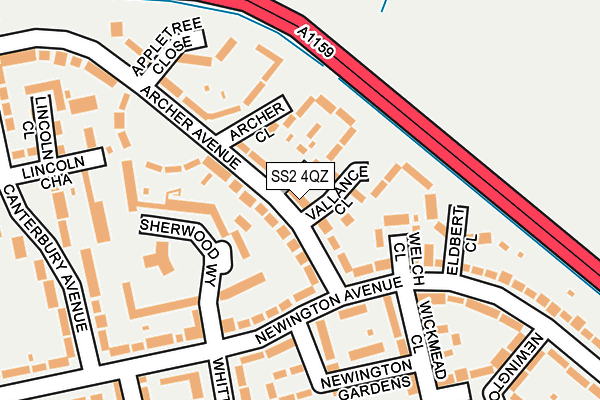 SS2 4QZ map - OS OpenMap – Local (Ordnance Survey) SS2 4QZ map - OS OpenMap – Local (Ordnance Survey)