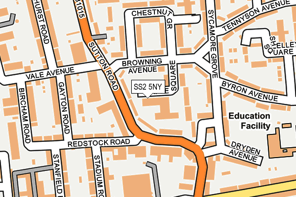 SS2 5NY map - OS OpenMap – Local (Ordnance Survey) SS2 5NY map - OS OpenMap – Local (Ordnance Survey)