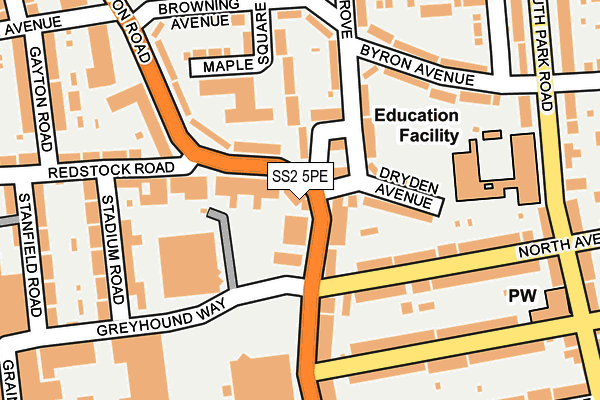 SS2 5PE map - OS OpenMap – Local (Ordnance Survey) SS2 5PE map - OS OpenMap – Local (Ordnance Survey)